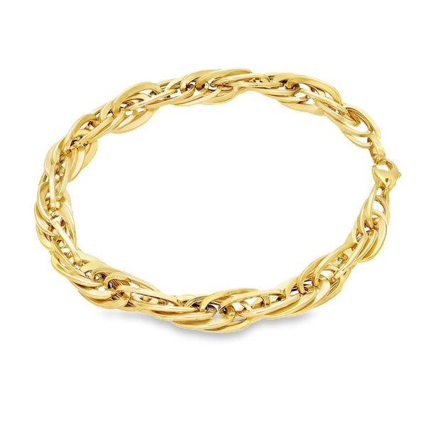 9ct Yellow Gold Hollow Fancy Bracelet - 7.5" - 6.9g