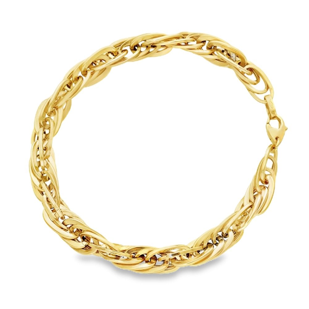9ct Yellow Gold Hollow Fancy Bracelet - 7.5" - 6.9g