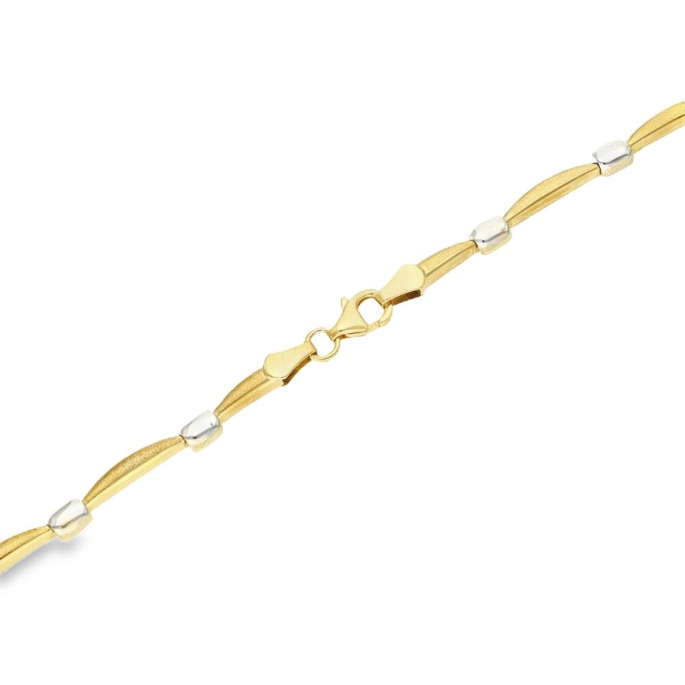 9ct Yellow & White Gold Fancy Link Necklet - 17" - 8.7g