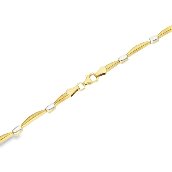 9ct Yellow & White Gold Fancy Link Necklet - 17" - 8.7g