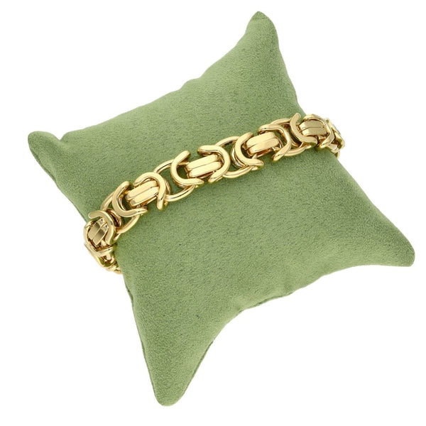 9ct Yellow Gold Byzantine Bracelet - 9.5" - 68.8g