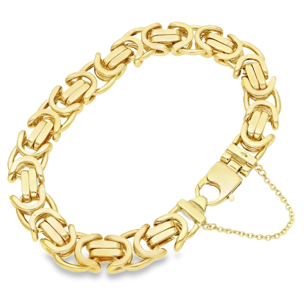 9ct Yellow Gold Byzantine Bracelet - 9.5" - 68.8g