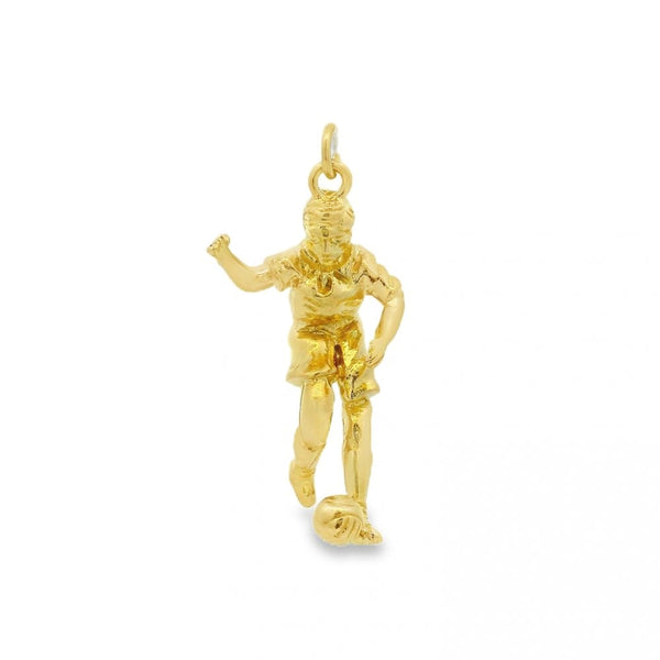 9ct Yellow Gold Footballer Pendant - 19x34x13mm - 9.5g