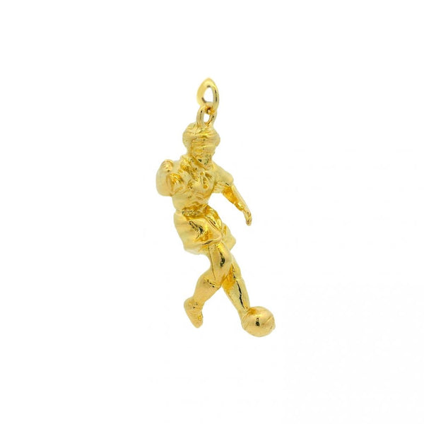 9ct Yellow Gold Footballer Pendant - 19x34x13mm - 9.5g
