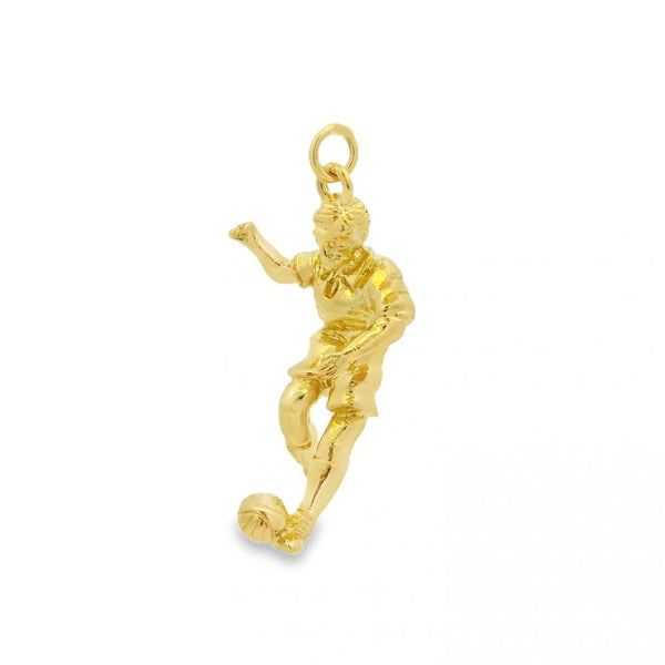 9ct Yellow Gold Footballer Pendant - 19x34x13mm - 9.5g