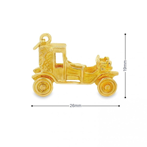 9ct Yellow Gold Vintage Car Charm - 27x19x13mm - 7.8g