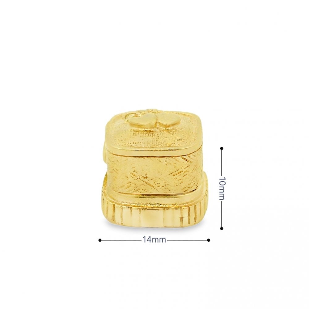 9ct Yellow Gold Engagement & Wedding Ring Box Charm - 14x12x14mm