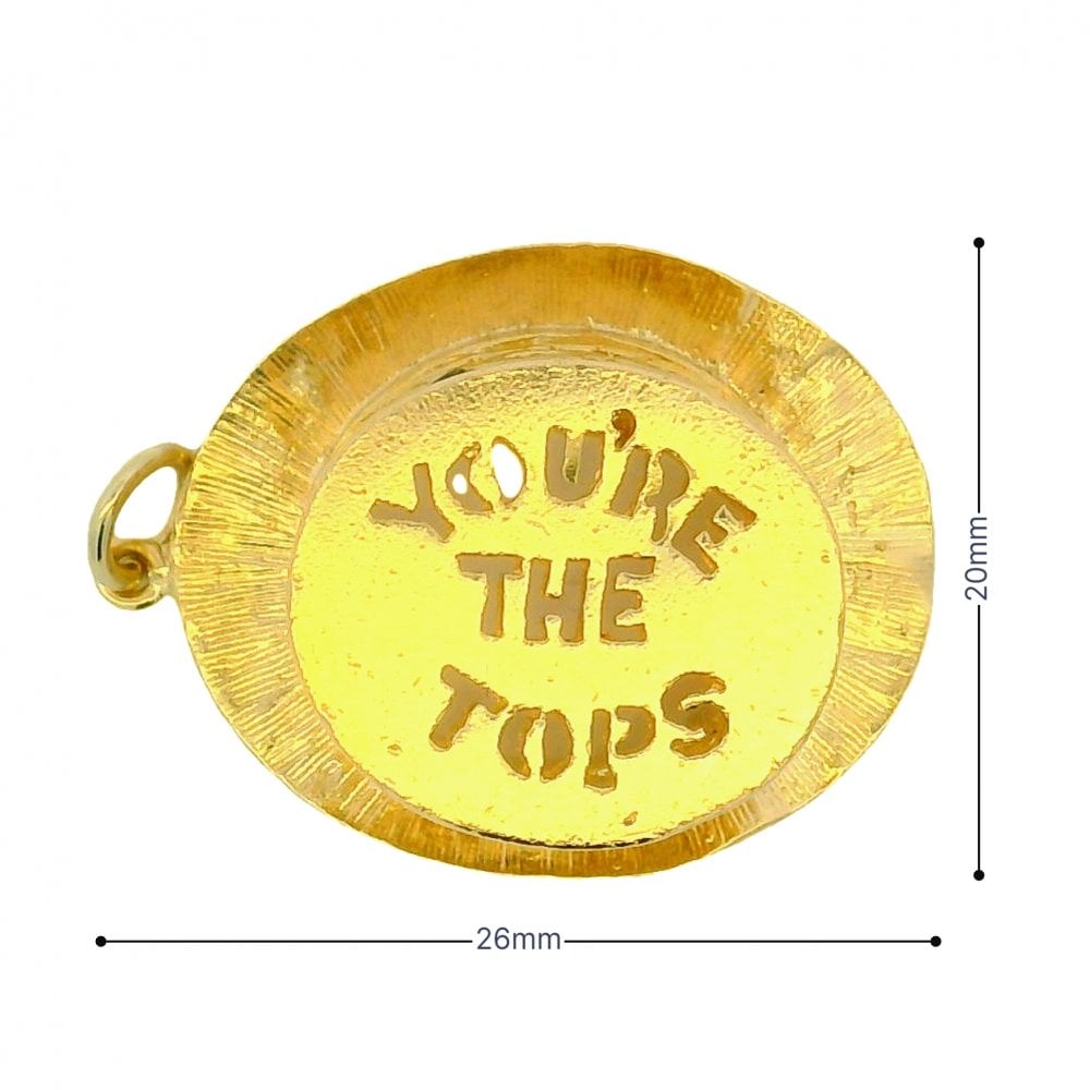 9ct Yellow Gold Top Hat Charm - 27x13x20mm - 6.6g