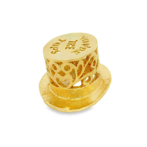 9ct Yellow Gold Top Hat Charm - 27x13x20mm - 6.6g