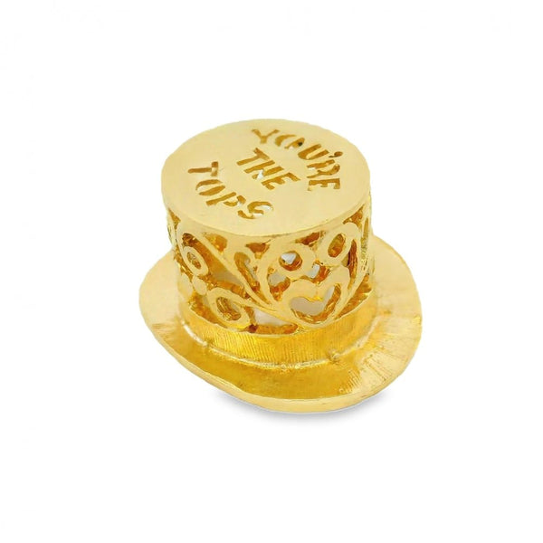 9ct Yellow Gold Top Hat Charm - 27x13x20mm - 6.6g
