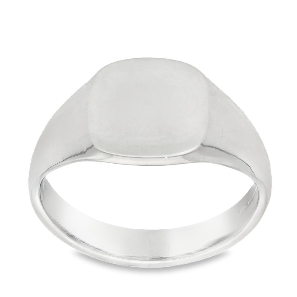 925 Silver Cushion Signet Ring - Size W½ - 13x13mm