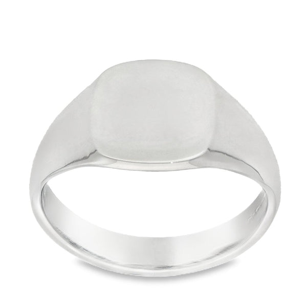 925 Silver Cushion Signet Ring - Size W½ - 13x13mm