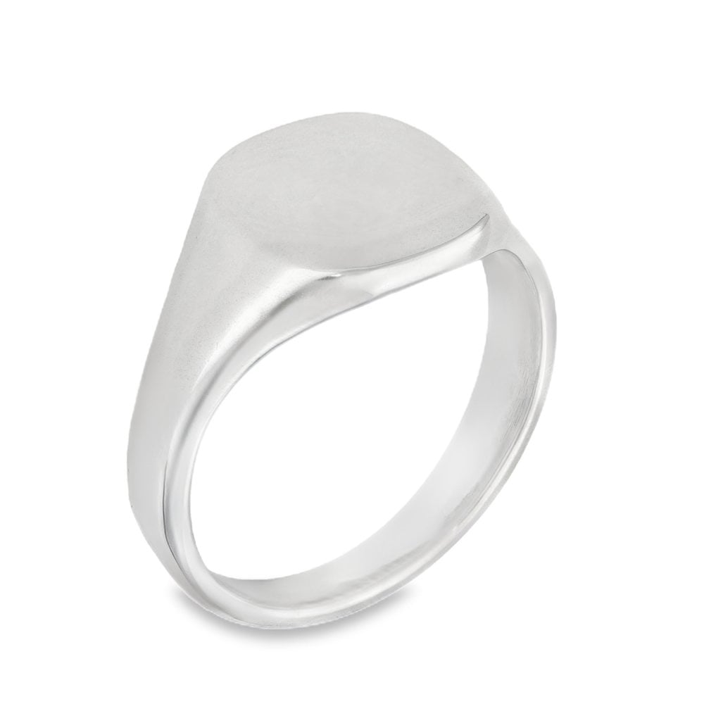 925 Silver Cushion Signet Ring - Size T - 12x11mm