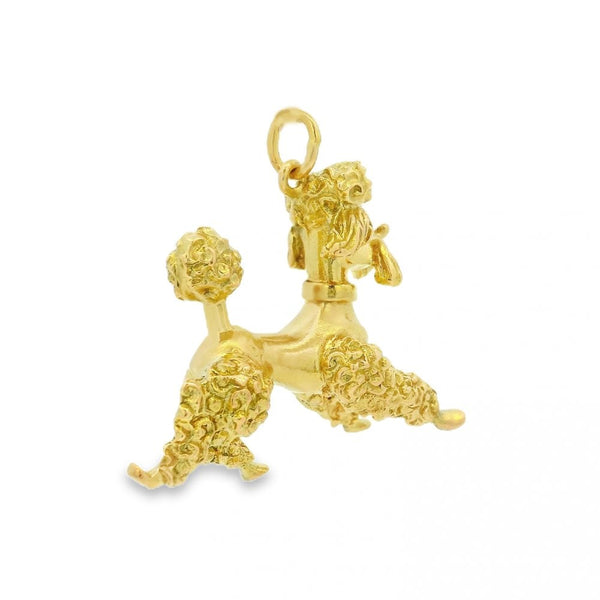 9ct Yellow Gold Ruby French Poodle Charm - 12x26x33mm - 12.2g