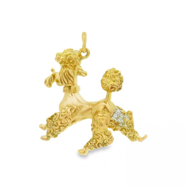 9ct Yellow Gold Ruby French Poodle Charm - 12x26x33mm - 12.2g