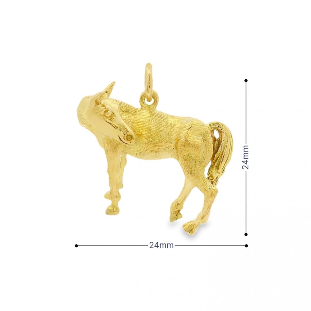 9ct Yellow Gold Horse Charm - 13x24x24mm - 8.0g