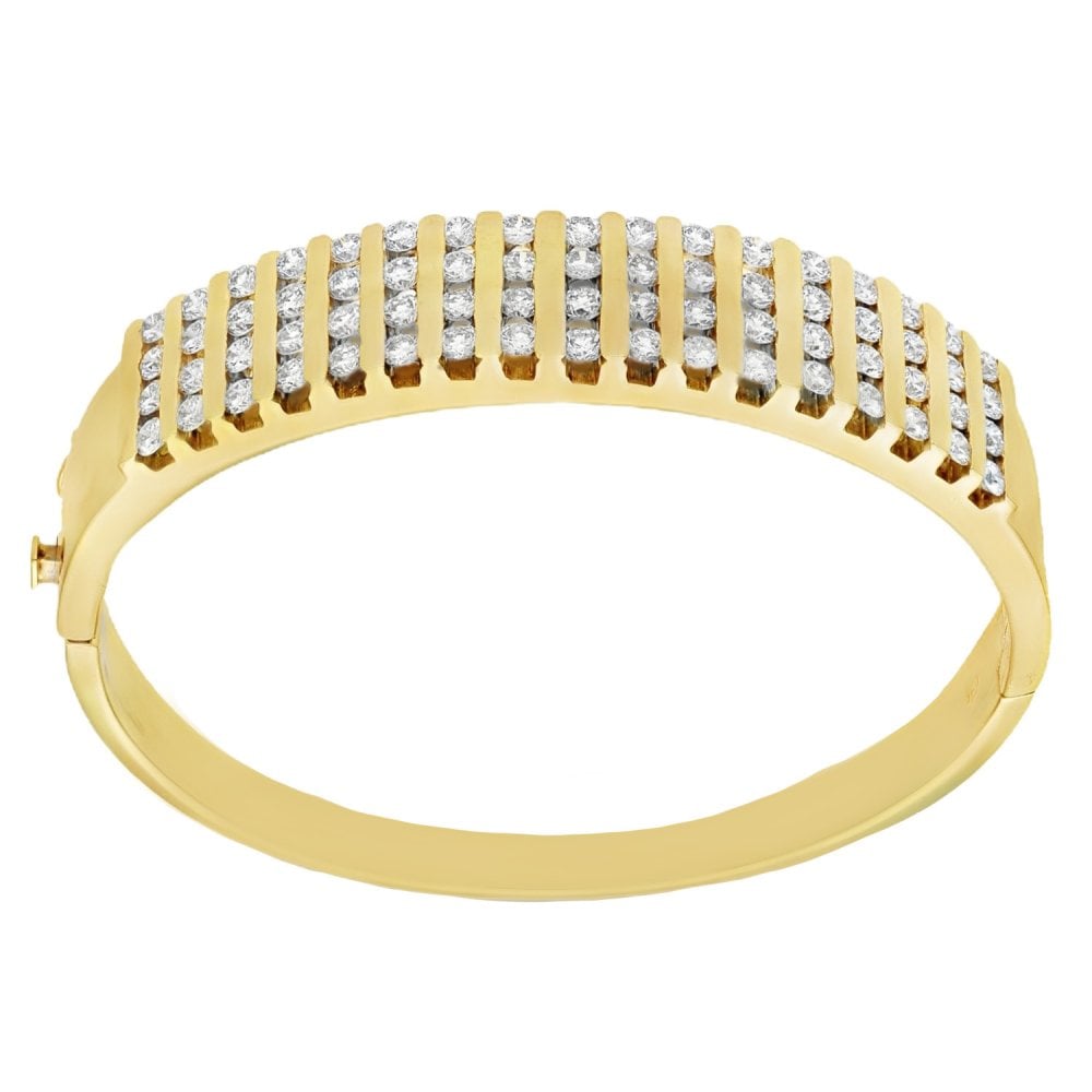 Ladies 18ct Yellow Gold Diamond Set Bangle - 5.00ct