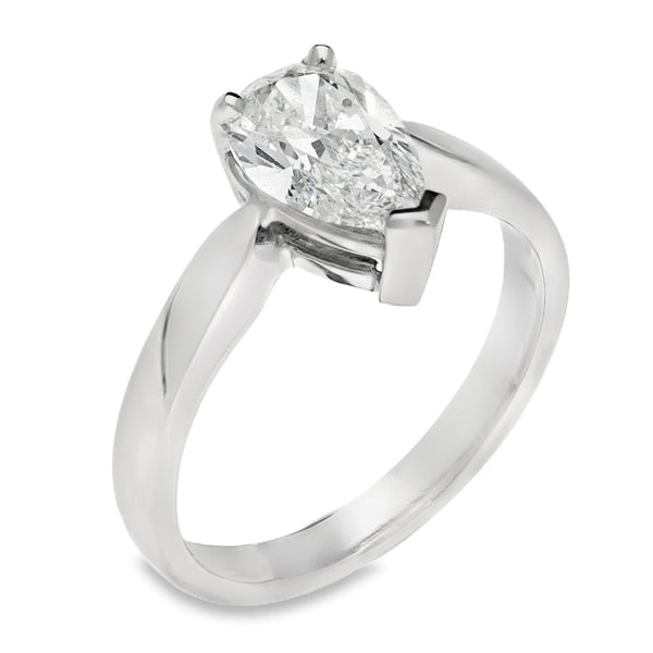 Ladies Platinum Pear Cut Diamond Solitaire Ring - 1.53ct