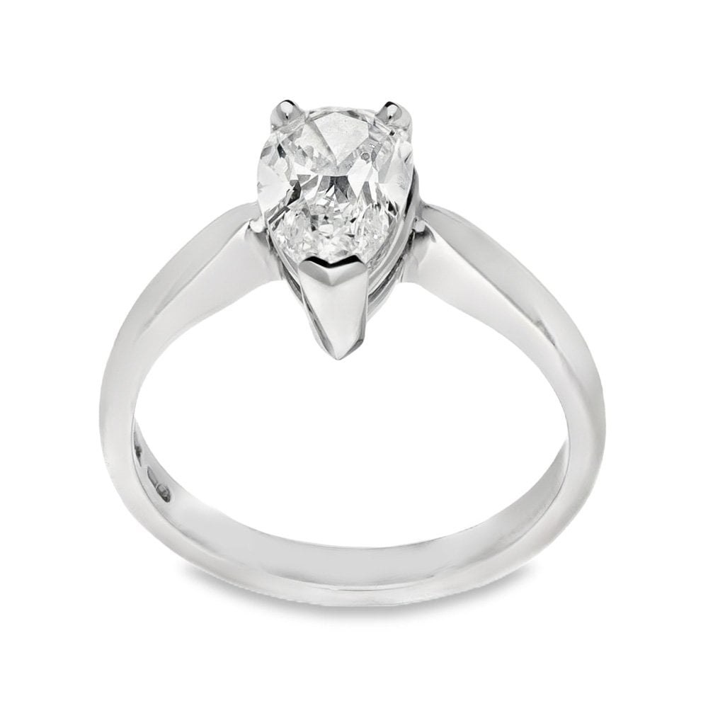 Ladies Platinum Pear Cut Diamond Solitaire Ring - 1.53ct
