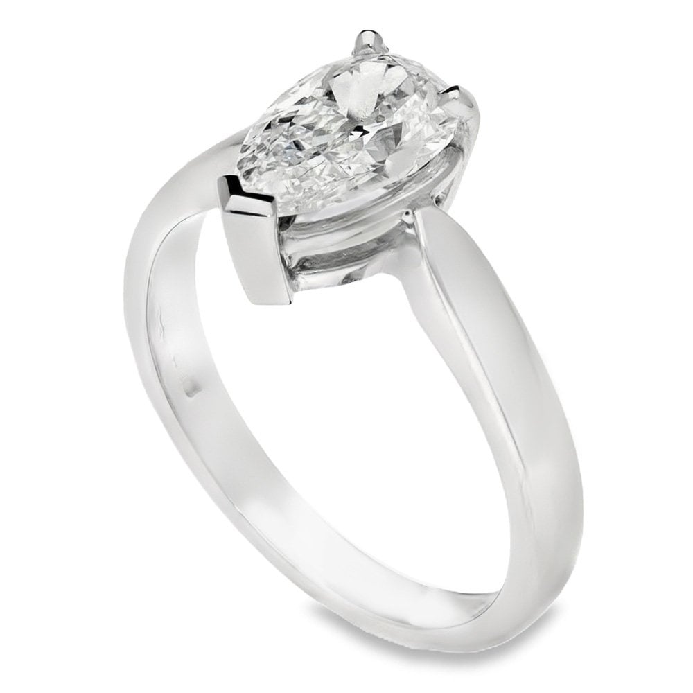 Ladies Platinum Pear Cut Diamond Solitaire Ring - 1.53ct