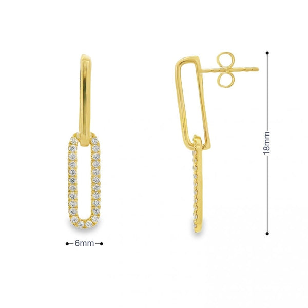 0.56ct Yellow Gold Diamond Paperlink Drop Earrings - F/VS1