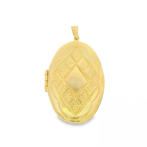 9ct Yellow Gold Oval Engraved Locket - 28x42x8mm - 6.2g