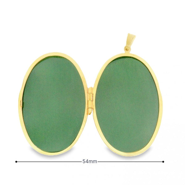 9ct Yellow Gold Oval Engraved Locket - 28x42x8mm - 6.2g