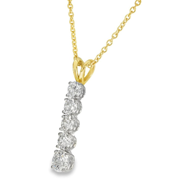 18ct Yellow Gold Tapered Diamond Pendant & Chain - 18" - 2.87ct