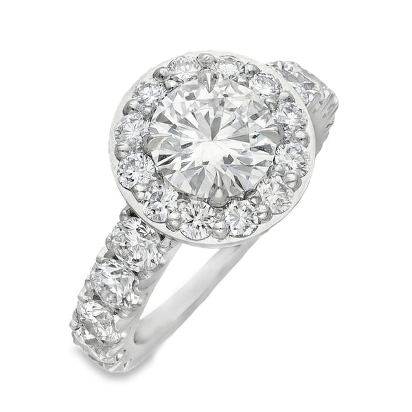 Ladies Platinum Certified Diamond Set Halo Ring - VS2/E - 2.45ct