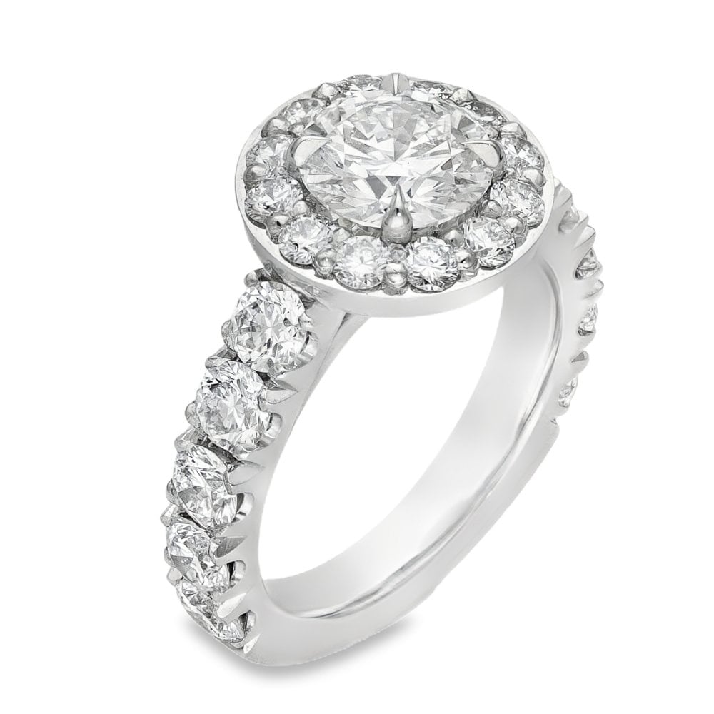 Ladies Platinum Certified Diamond Set Halo Ring - VS2/E - 2.45ct