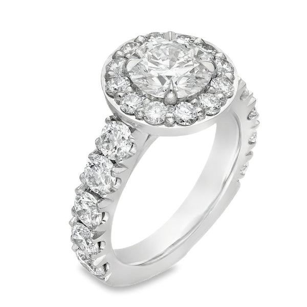 Ladies Platinum Certified Diamond Set Halo Ring - VS2/E - 2.45ct