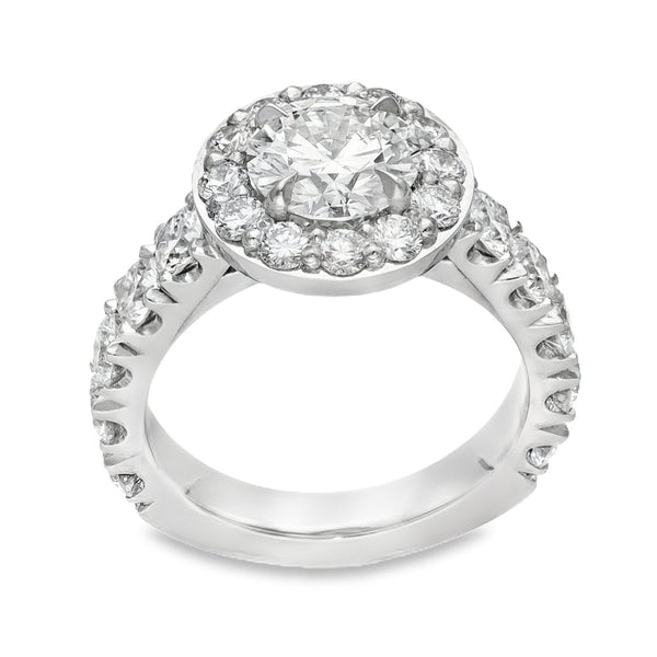 Ladies Platinum Certified Diamond Set Halo Ring - VS2/E - 2.45ct