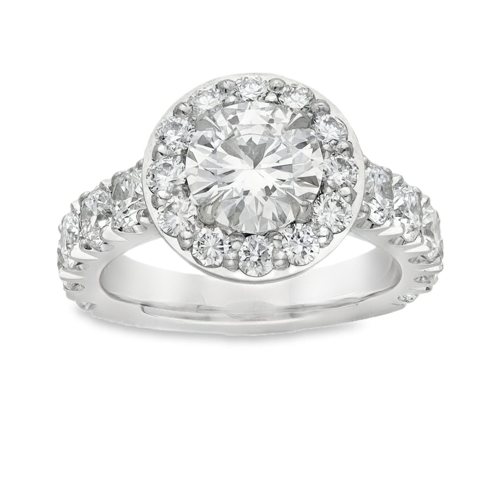 Ladies Platinum Certified Diamond Set Halo Ring - VS2/E - 2.45ct