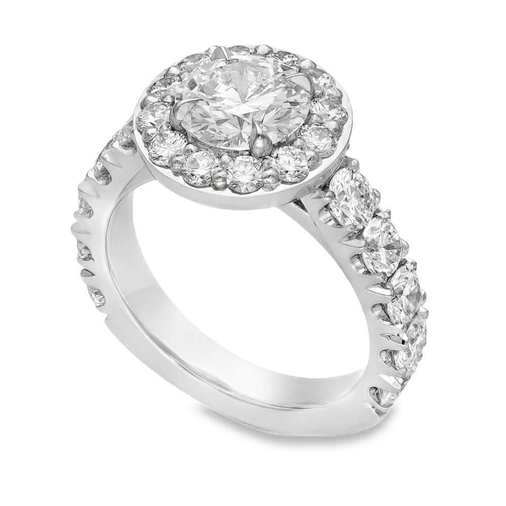 Ladies Platinum Certified Diamond Set Halo Ring - VS2/E - 2.45ct