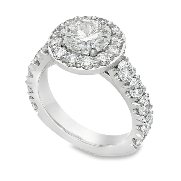 Ladies Platinum Certified Diamond Set Halo Ring - VS2/E - 2.45ct