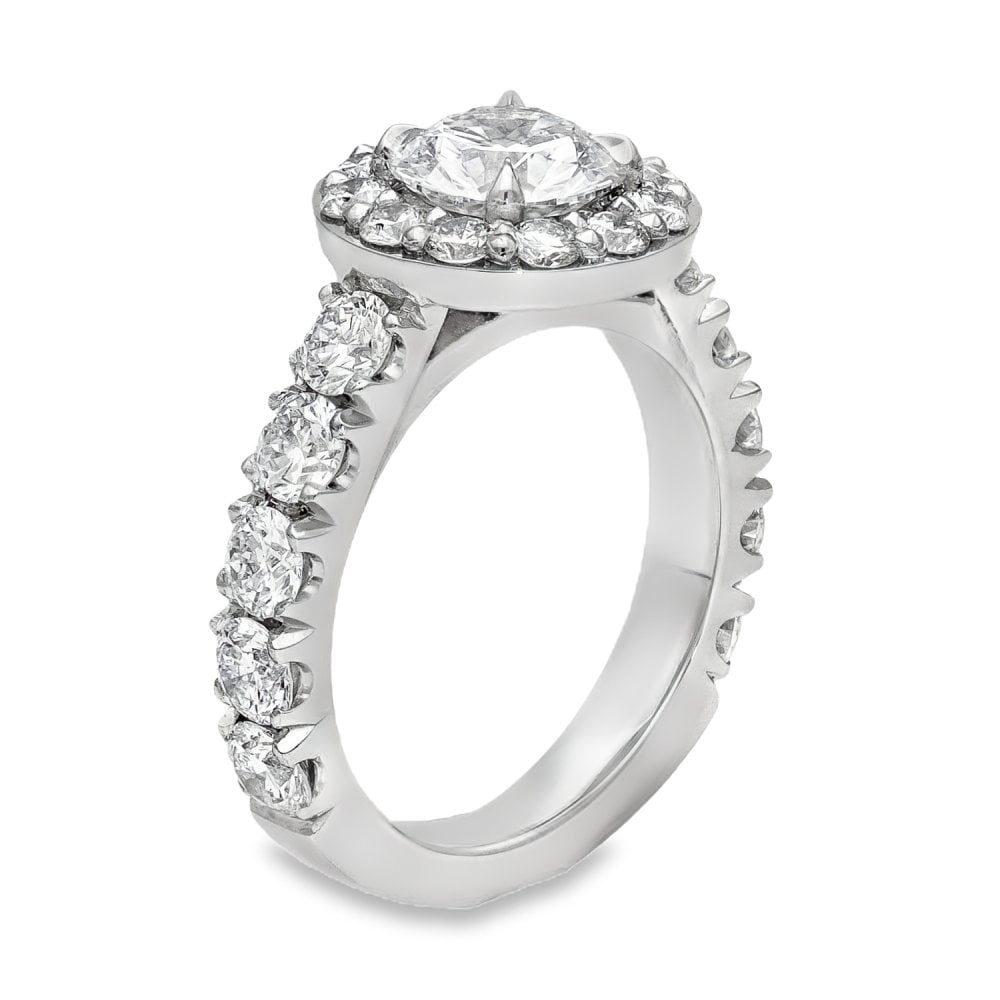 Ladies Platinum Certified Diamond Set Halo Ring - VS2/E - 2.45ct