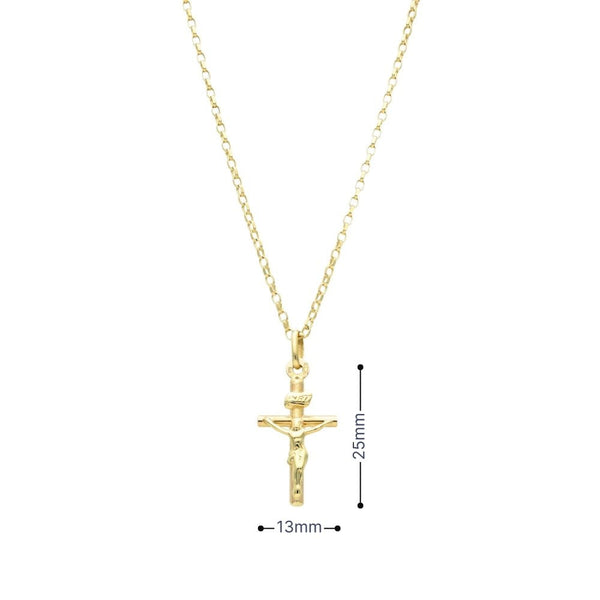9ct Yellow Gold Crucifix Pendant & Belcher Chain - 18" - 3.2g