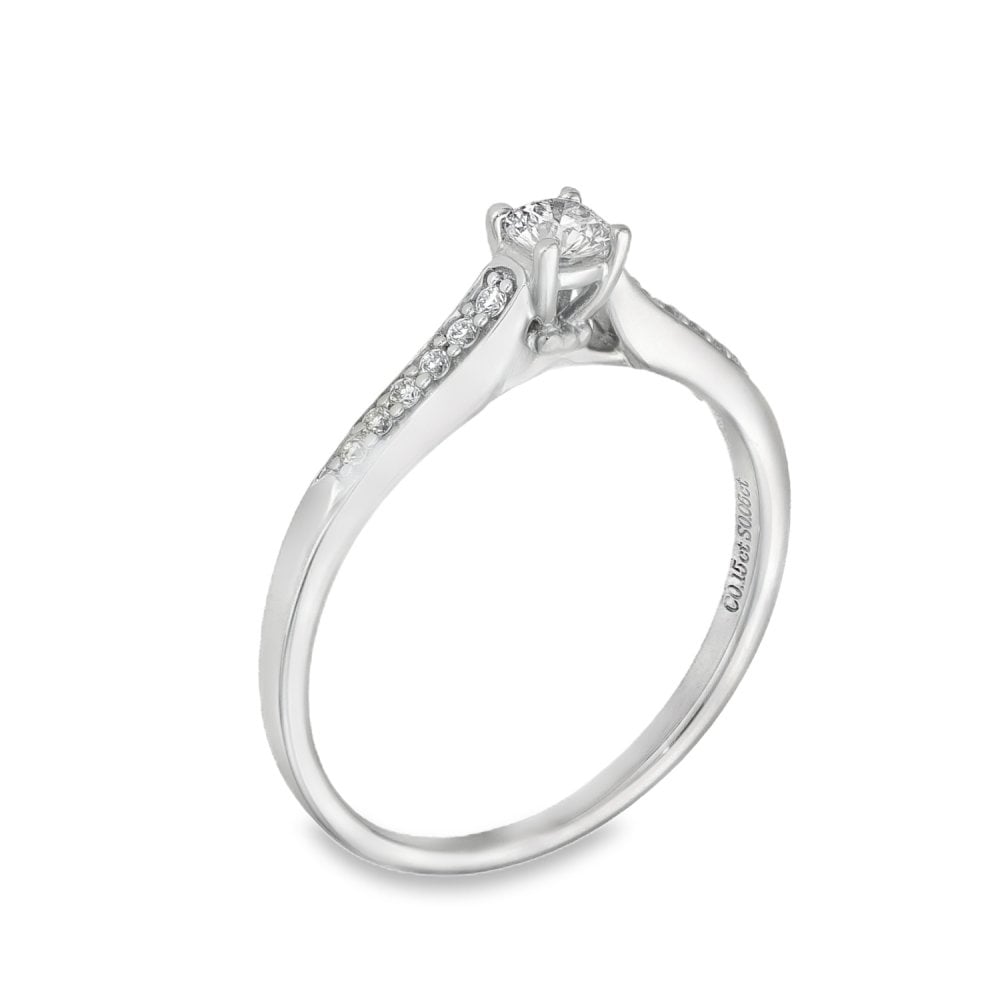9ct White Gold Diamond Engagement Ring - Size L½ - 0.21ct