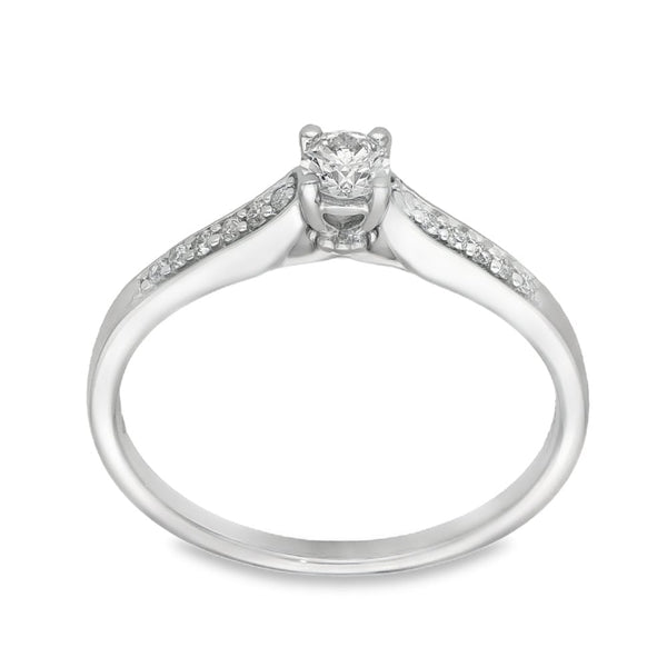 9ct White Gold Diamond Engagement Ring - Size L½ - 0.21ct