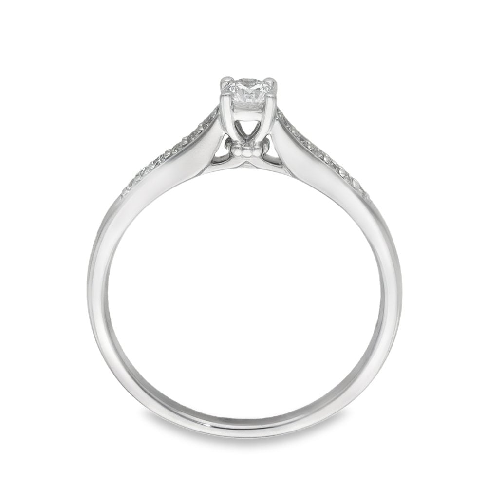 9ct White Gold Diamond Engagement Ring - Size L½ - 0.21ct