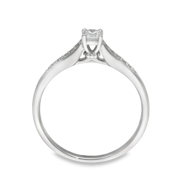 9ct White Gold Diamond Engagement Ring - Size L½ - 0.21ct