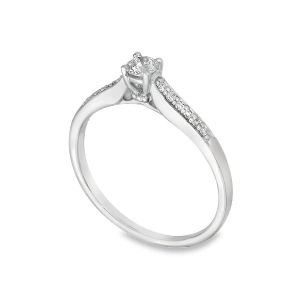 9ct White Gold Diamond Engagement Ring - Size L½ - 0.21ct