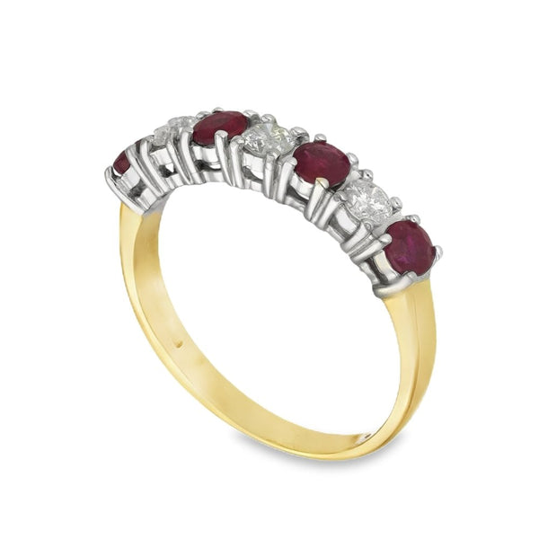 9ct Yellow Gold Ruby & Diamond Half-Eternity Ring - 0.30ct