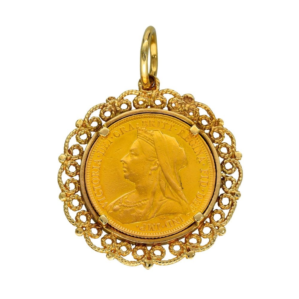 1895 Yellow Gold Full Sovereign Coin Pendant - 31x35x2mm - 11.5g