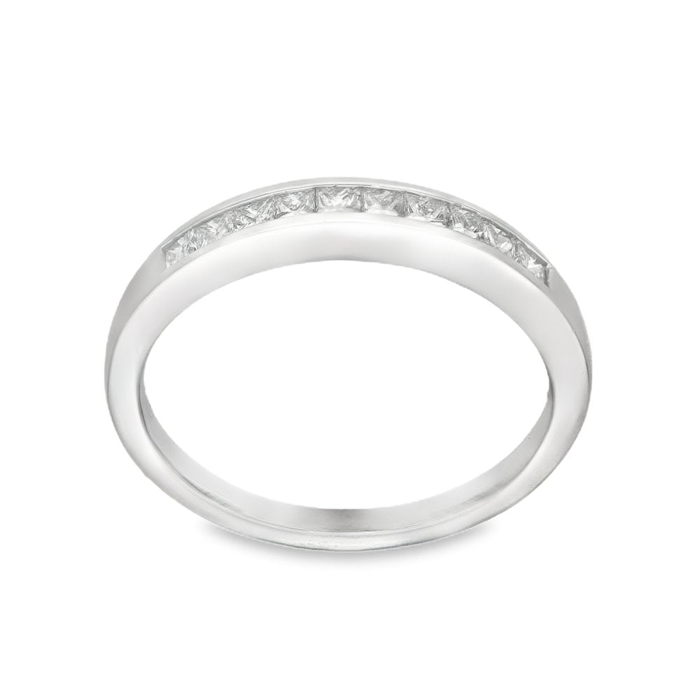 18ct White Gold Diamond Half-Eternity Ring - Size L½ - 0.33ct