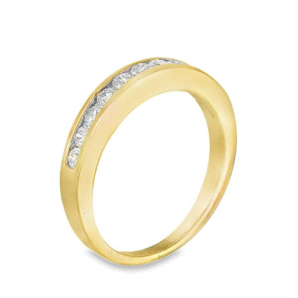 9ct Yellow Gold Half-Eternity Diamond Ring - Size M½ - 0.50ct