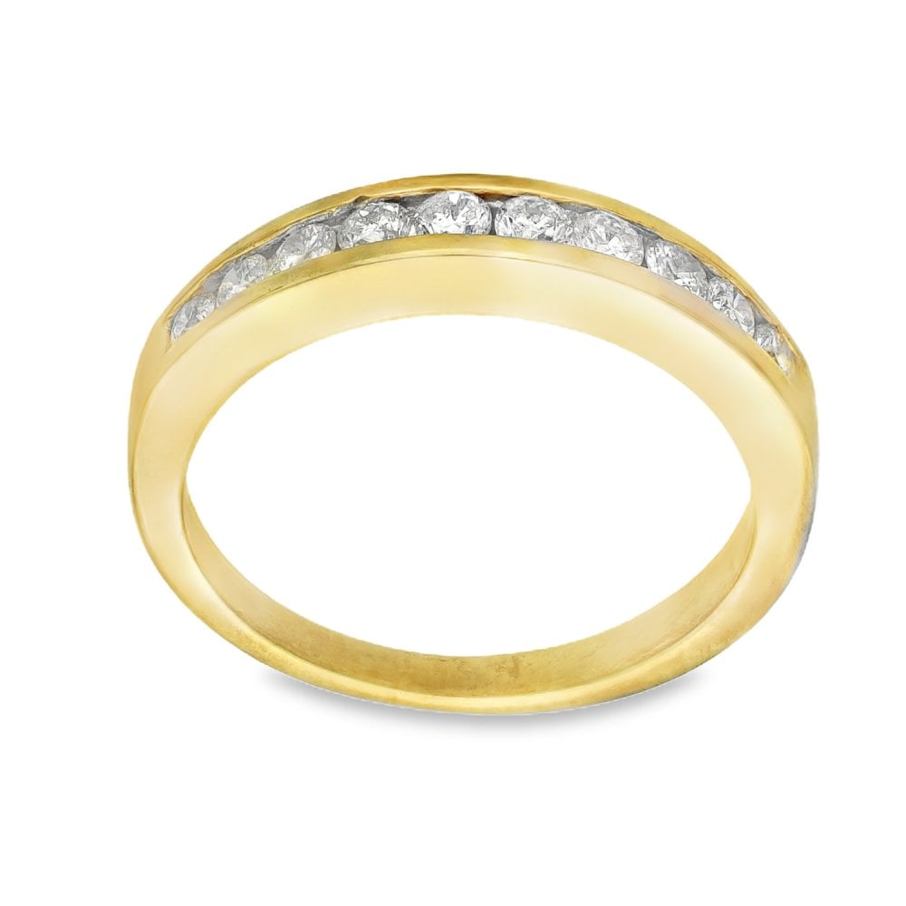 9ct Yellow Gold Half-Eternity Diamond Ring - Size M½ - 0.50ct