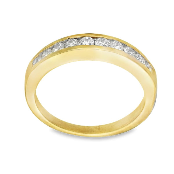 9ct Yellow Gold Half-Eternity Diamond Ring - Size M½ - 0.50ct