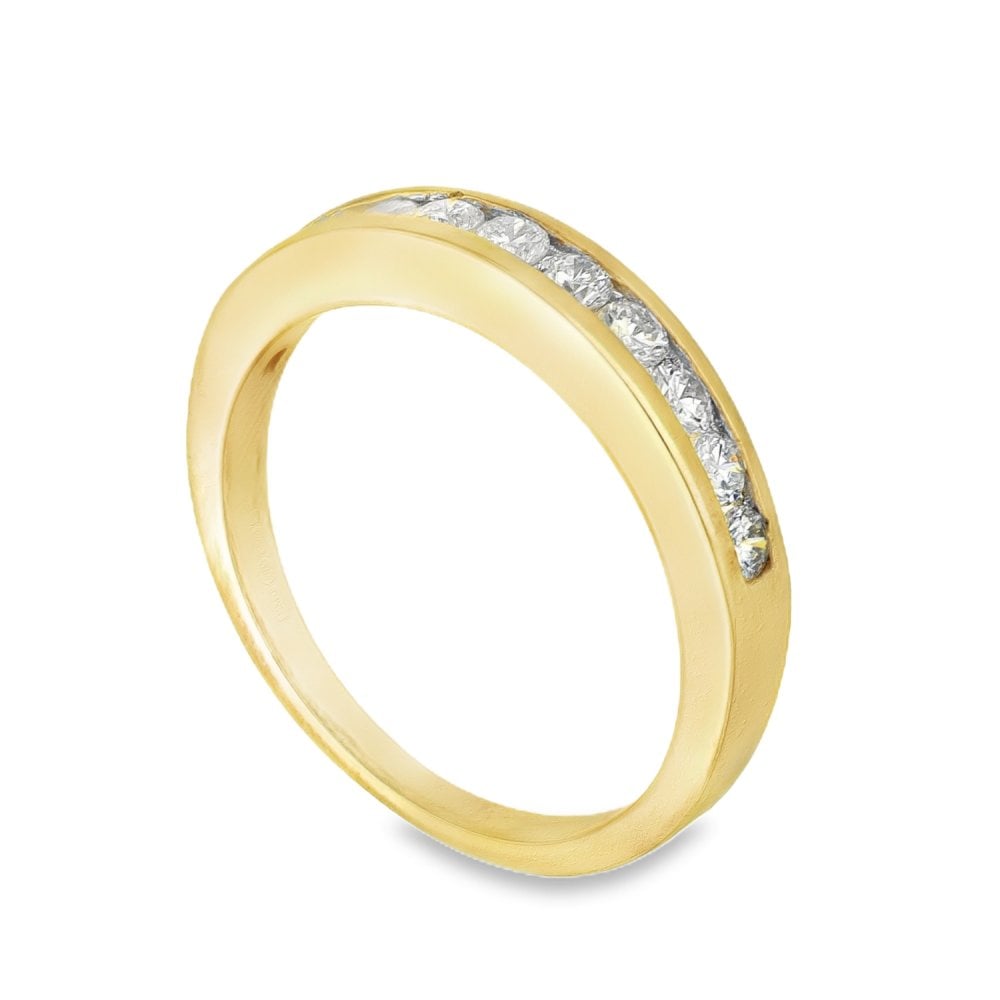 9ct Yellow Gold Half-Eternity Diamond Ring - Size M½ - 0.50ct