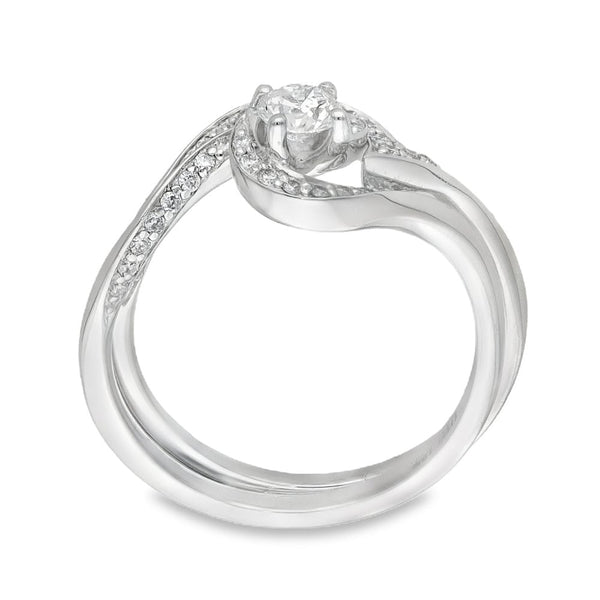 18ct White Gold Diamond Twist Engagement Ring - Size L - 0.30ct
